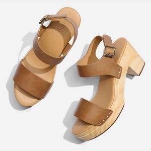 NISOLO All Day Open Toe Clog Sandals Women’s Almond Platform Shoes 9